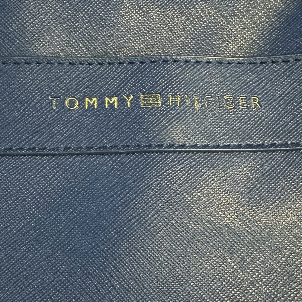 Tommy Hilfiger Navy Blue Faux Leather Tote Handbag Purse Bag - Picture 5 of 6